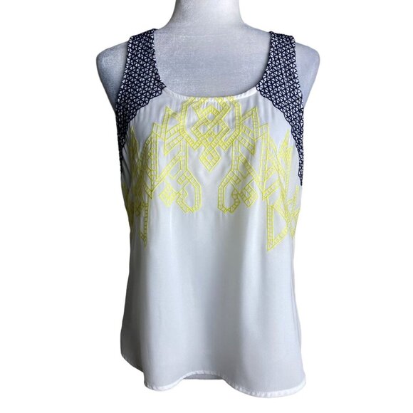 Skies Are Blue Sherry Off White Embroidered Tank Top Women's Size SMALL - Picture 1 of 7